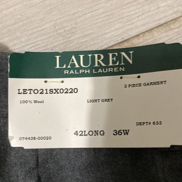 2 piece garment Ralph Lauren  light grey 100% wool ….. 42long 36w - Picture 6 of 8